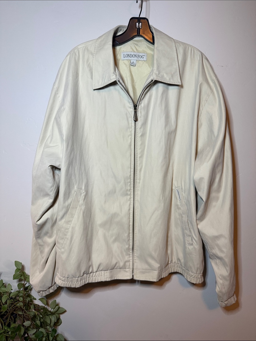 London Fog Jacket Men’s Large Cream Zip Windbreaker